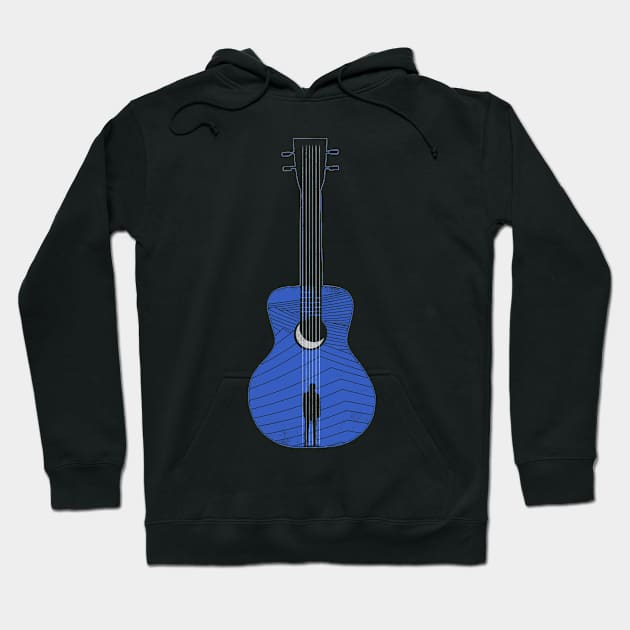 Blues Minimalist Guitar Design with Waves Hoodie by bulografik